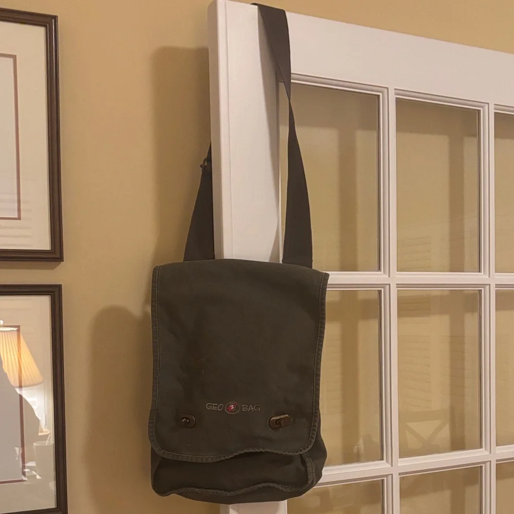 Authentic Pigment Geo Bag Olive Green Messenger Bag 100% Cotton